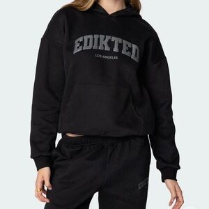 Edikted Black Graphic Hoodie